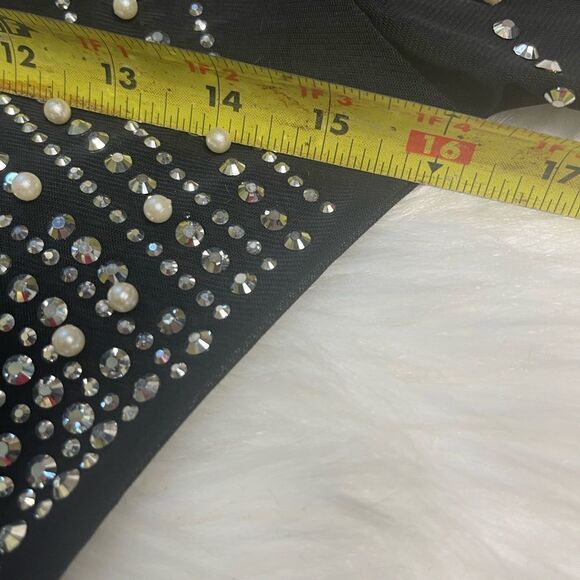 Unbranded Luxury Rhinestones & Pearls Feather Mini dress feather accents Size S - Picture 12 of 16